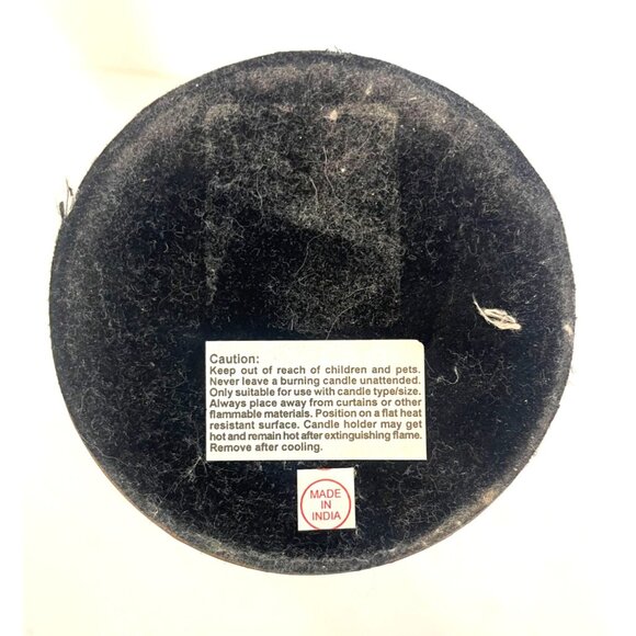 Hammered Copper Candle Holder Taper Rivet Top Velvet Base 12" High - Picture 9 of 11